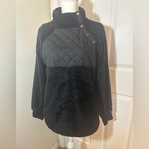 NWT - Wanna B. Asymmetrical Snap Up Fleece Pullover.